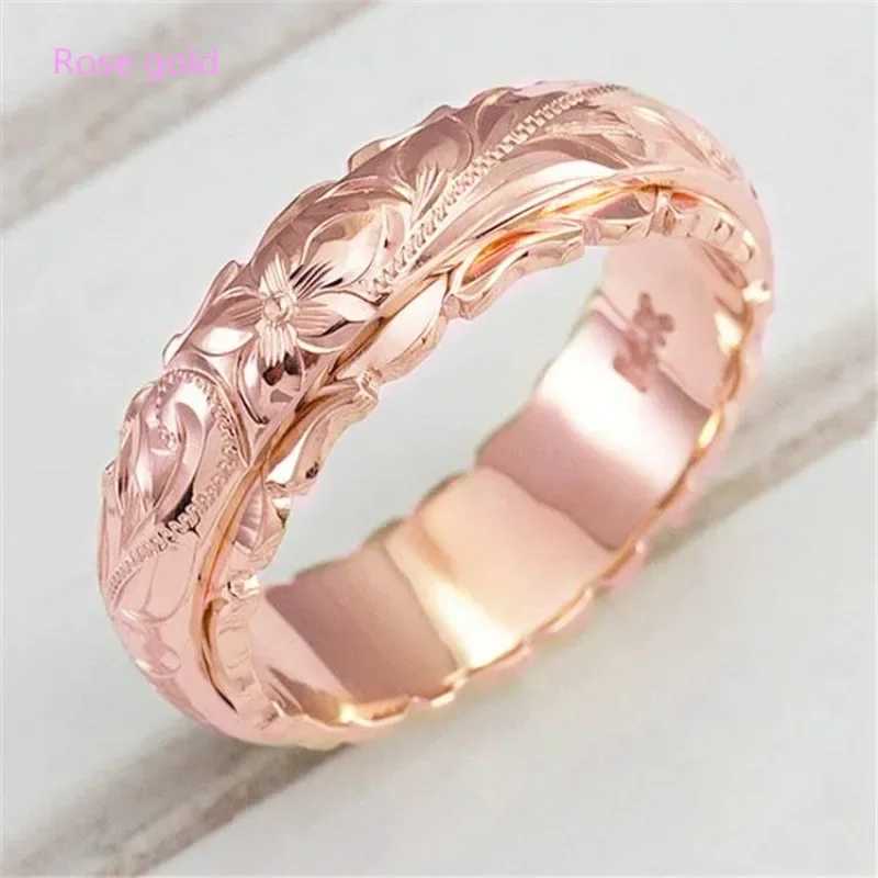 14k Gold Plated Suspended Carved Rose Flower Ring Ornaments Tail Ring Five Engagement Rings for Wen Bling Wedding Ring X250220