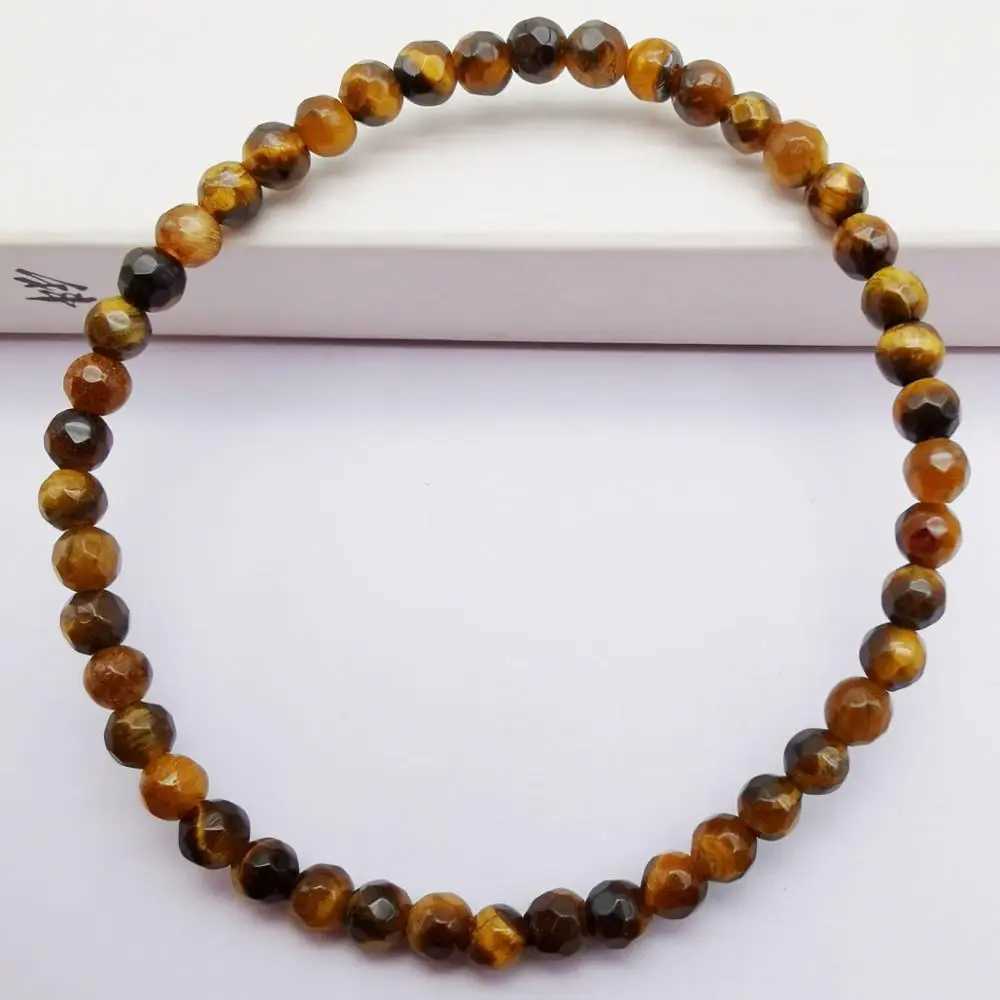 4MM Stone Faceted Loose Beads GEM Bracelet Bangle Stretch 7 Inch Jewelry FashionXJ250219