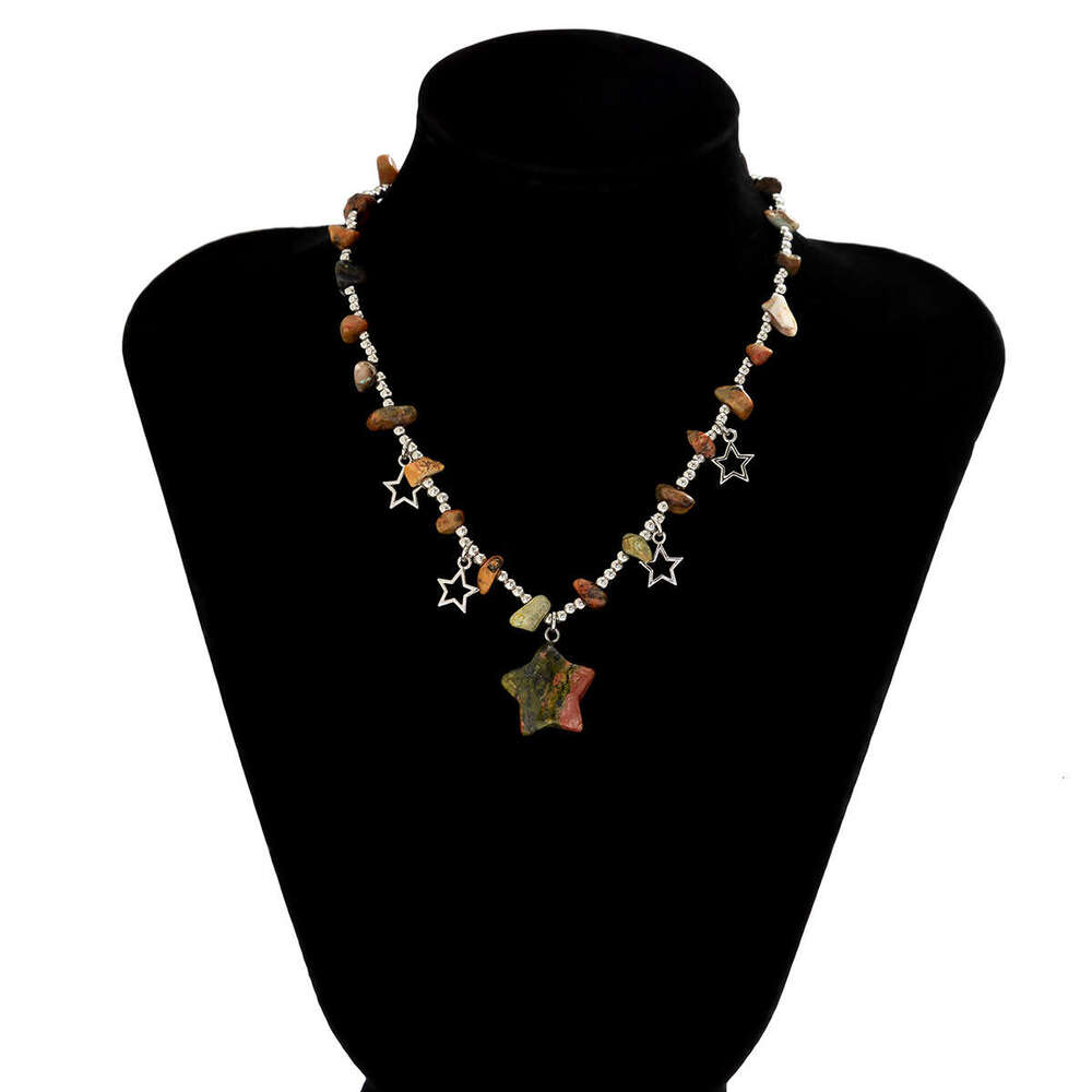 Jewelry Colorful Irregular Stone Beaded Collar Chain Countryside Versatile Short Star Necklace