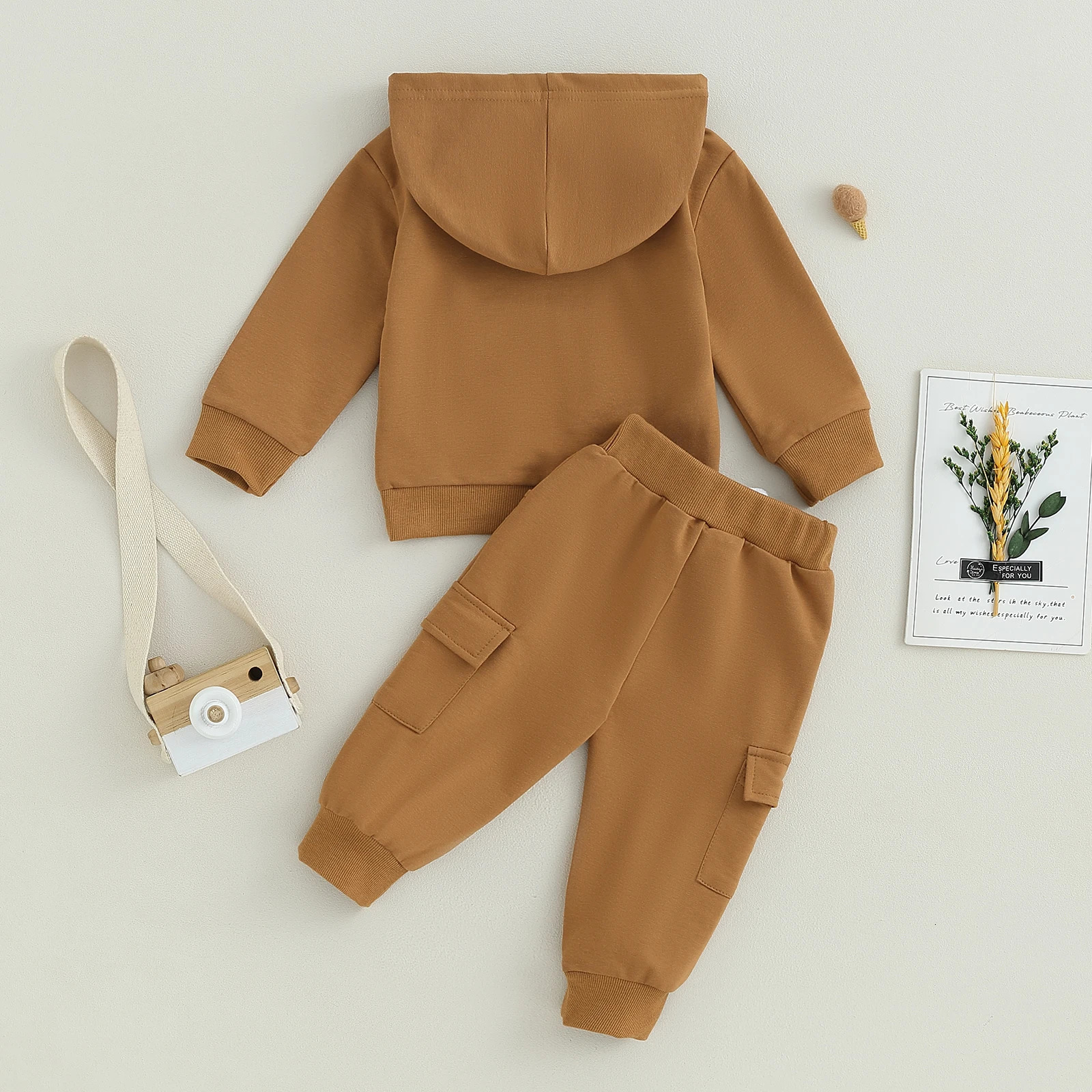 Pudcoco Infant born Baby Boys Pants Set Long Sleeve Hoodie with Elastic Waist Sweatpants Infant Clothes 0-3T 250220