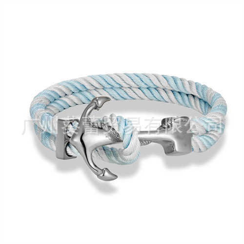 Charm Bracelets Classic navy style stainless steel anchor bracelet for mens casual double stranded multi-color sailing surfing bracelet H25220
