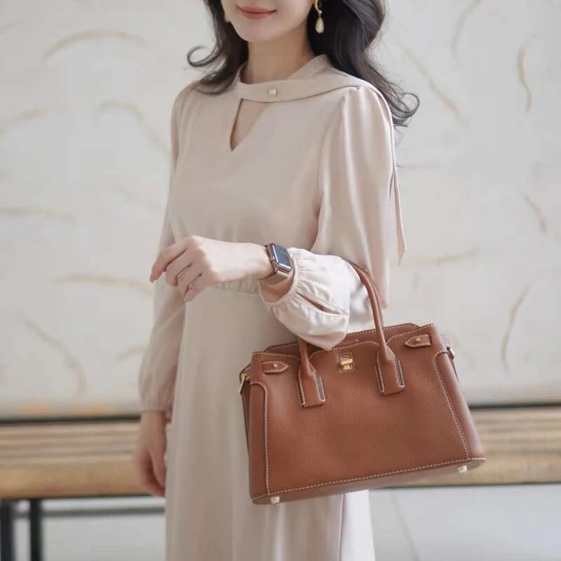 Classic Tote Bags For Women Designer Handbags And Purses 2024 New In PU Vintage Lychee Texture Lock Top Handle Shoulder