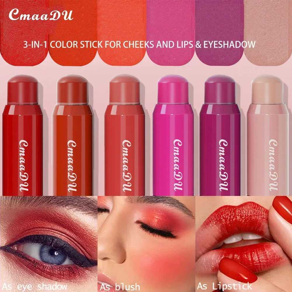 3-in-1 color stick for cheeks lips and eye shadow durable waterproof multi-purpose cream B makeup stick dark skin MaquillajeW250220