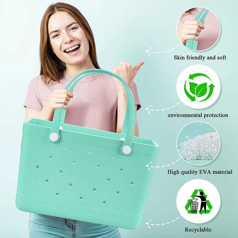 XL Extra Large Bogg Bag EVA Rubber Waterproof Beach Pool Storage Basket Women Travek Shopping Handbag Bogg Bag Jelly Tote Bag Z250219