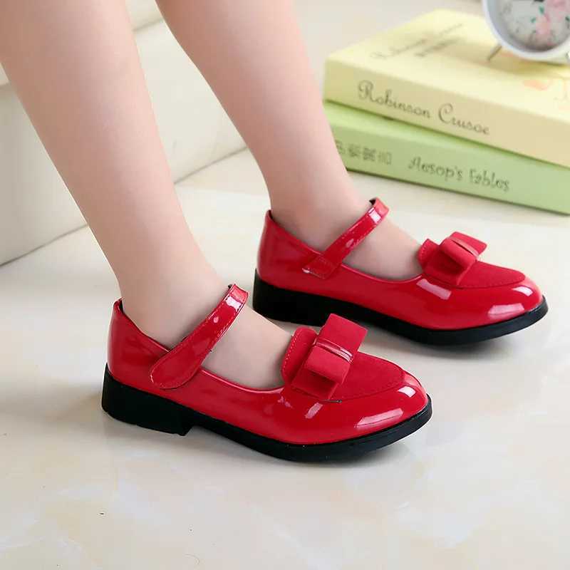 Girls leather shoes childrens wedding dresses princess school shoes childrens summer bows black student sandals Korean fashion X250220