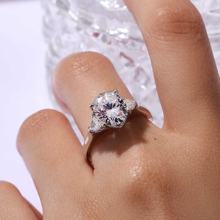 Dropshipping Women Fine Jewelry 14K Gold Engagement Ring Hand Setting 3cts Moissanite Diamond Wedding Ring With GRA