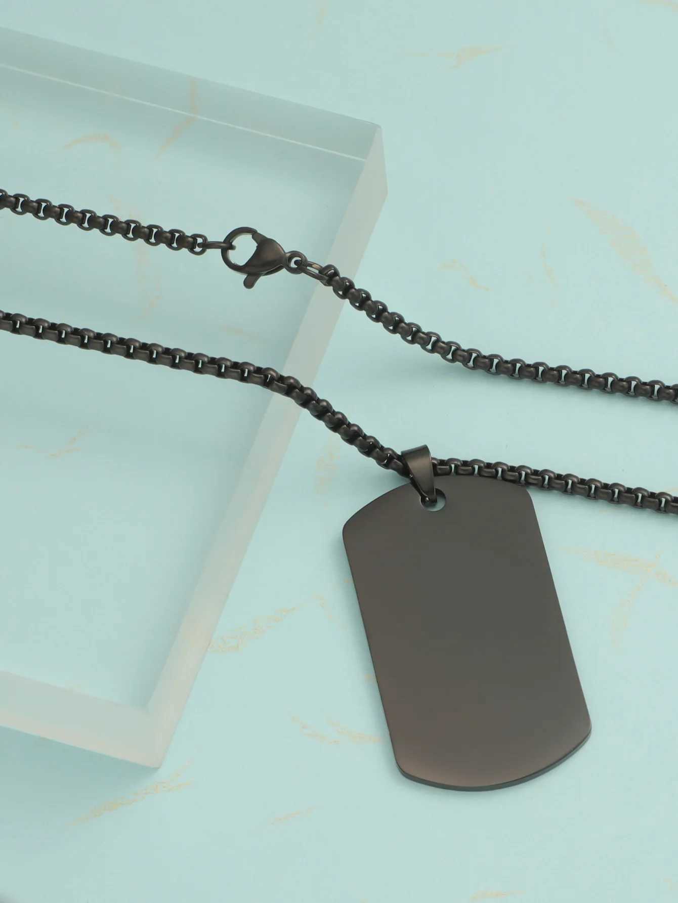 10Pcs 22*39mm Tag Necklace For Men Military Army Nameplate Blank Pendant Mirror Polished Stainl Steel Jewelry AccoriesXJ250219