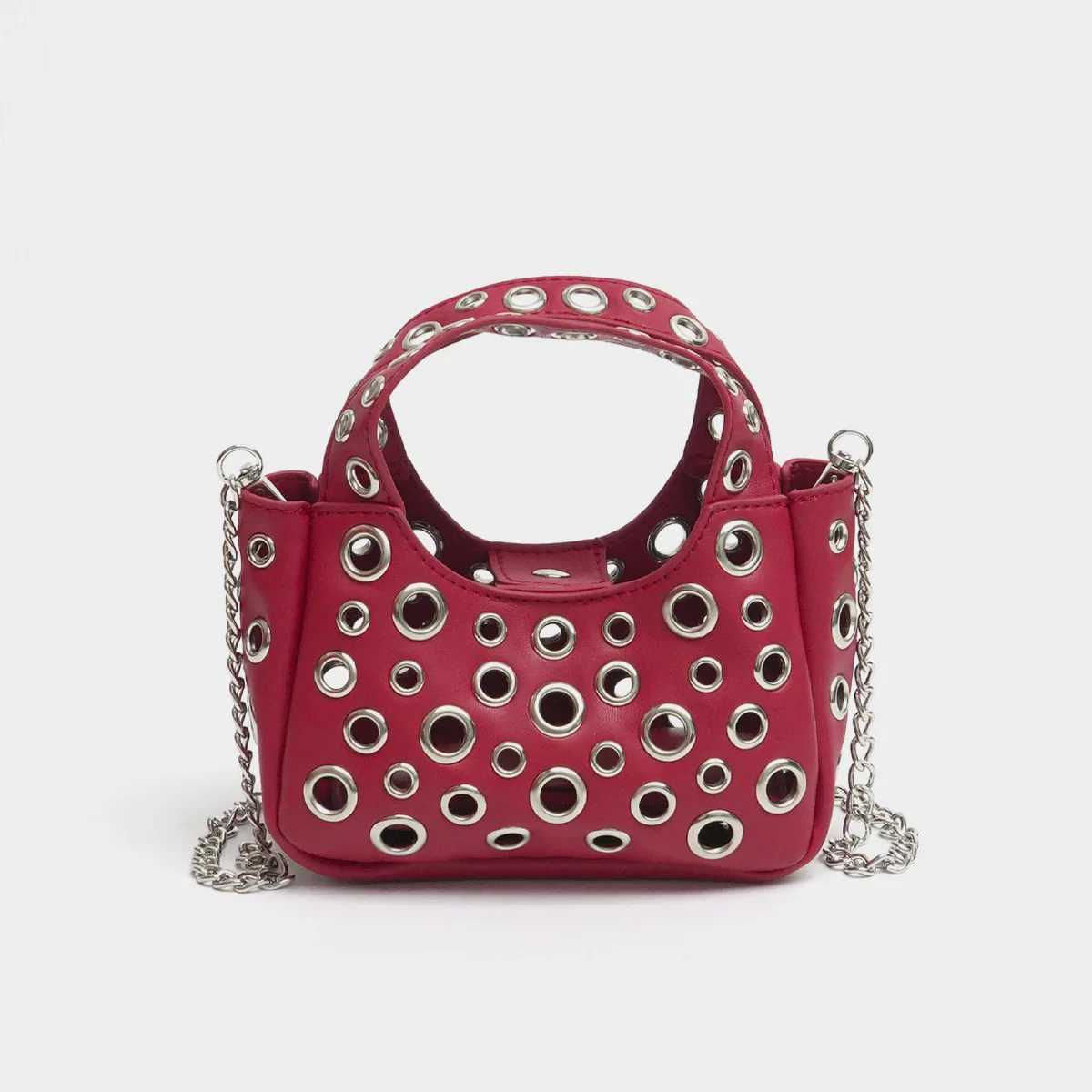 Fashionable hollow cute womens handbag designer luxury Pu leather chain shoulder cross body bag trend wallet Y250218
