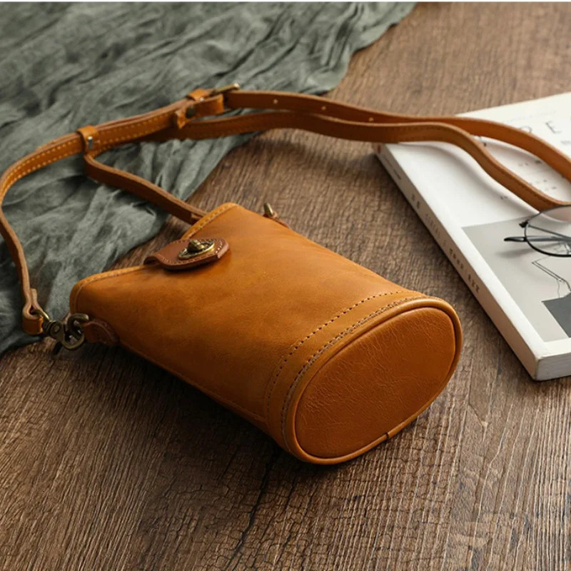 Cowhide Bag Simple All Match Solid Small Crossbody Bags Vintage Genuine Leather Shoulder Bag Womens Bags 250214