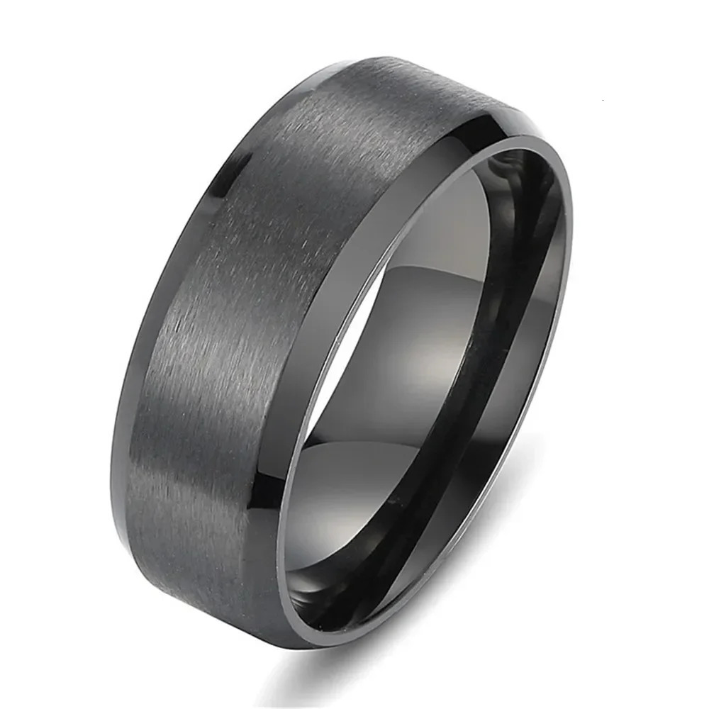 JUCHAO Classic Ring Men Black Men Jewelry Wedding Bands Boyfriend Gift Drop 250213