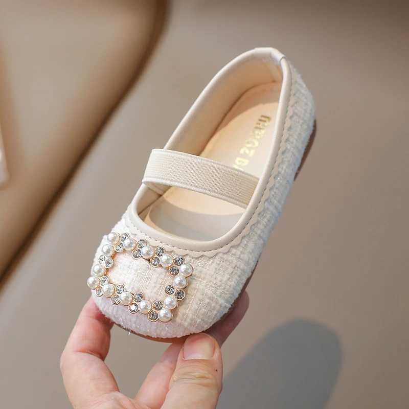Unishuni Girls Elegant Shoe Princess Bling Diamond Flats Child Mary Jane Shoes for Girl Kid Floral Casual Shoe with Elastic Band X250220