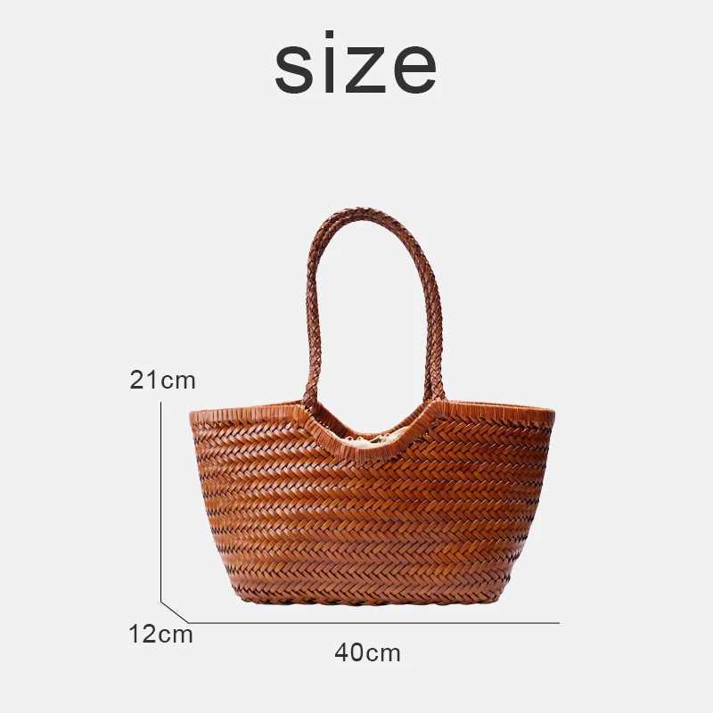 Genuine Leather Handwoven Tote Bags For Women Luxury Designer Handbag Purse 2024 New In Cowhide Braid With Inner Pocket Shoulder Z250219