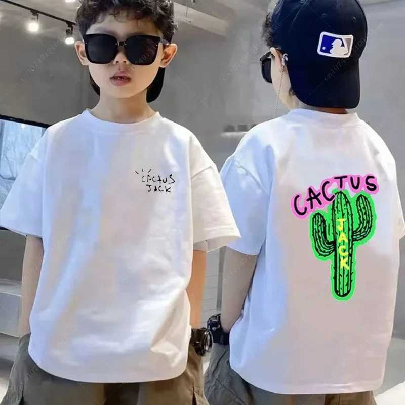 T-shirts 2024 Rapper Cactus Jack Graphic Cotton T-Shirt Kids Boys Girls Hip Hop T-Shirt Fashion Short Sleeve Shirt Summer Cotton Top H250220