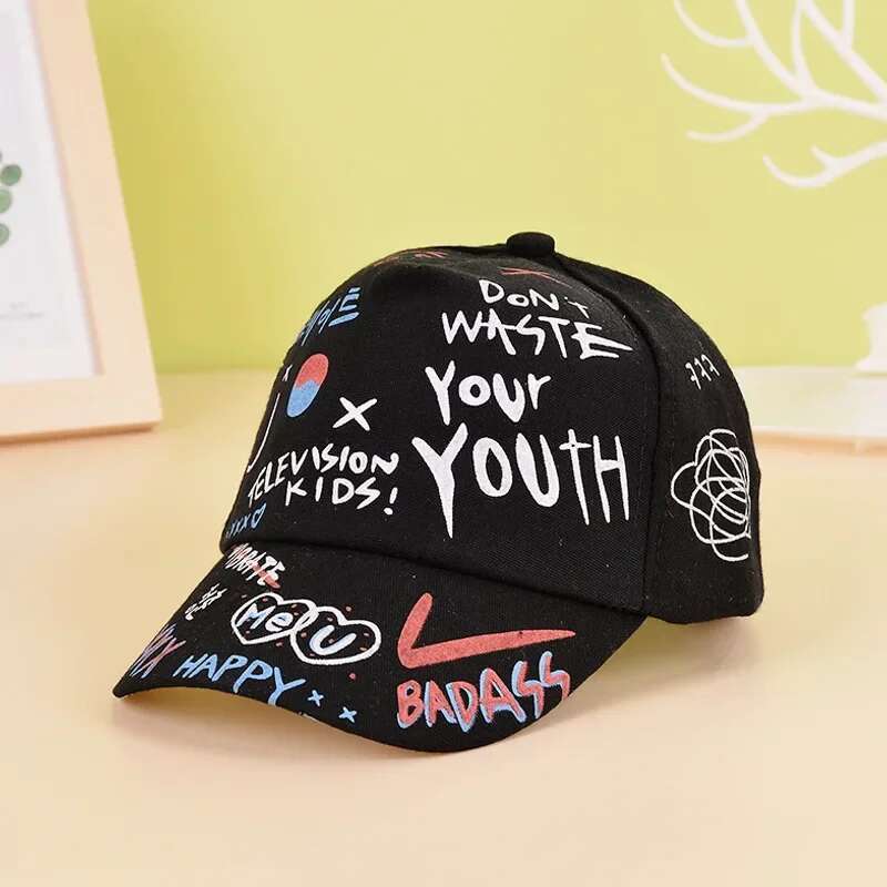 Ddmyshoesvip Children Graffiti Baseball Cap New Spring Summer Solid Sunhat Boys Girls Cotton Snapback Caps Cute Kids Hip Hop Fishing Hat