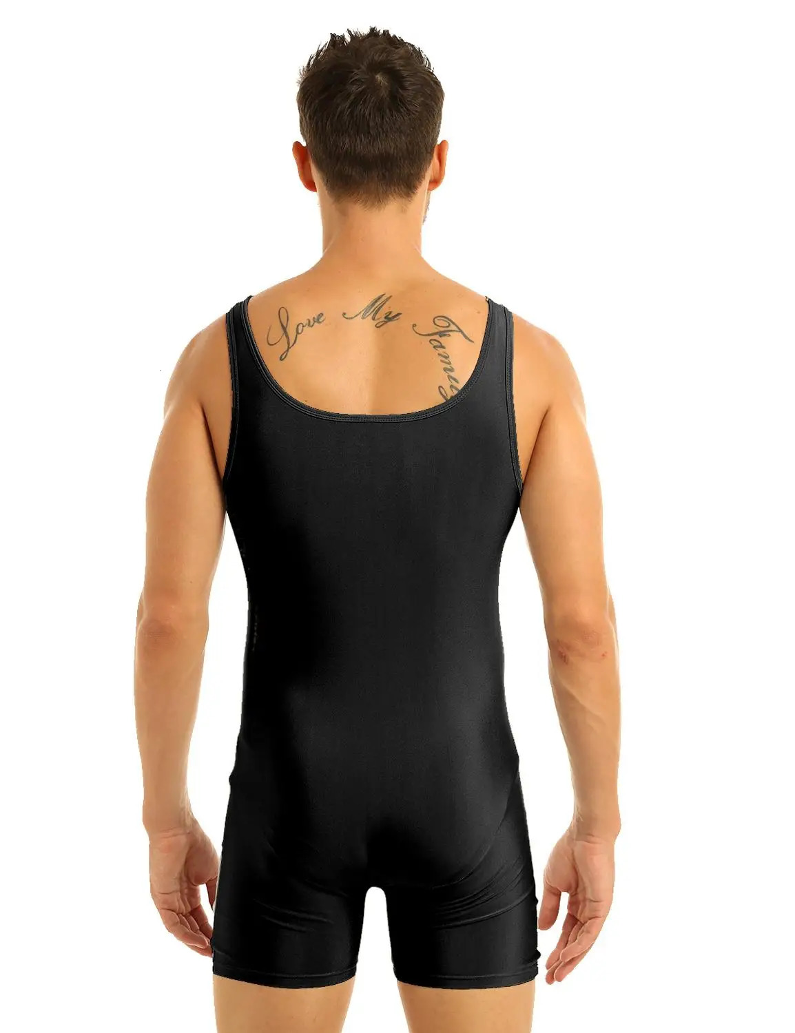Mens Gymnastics Leotard Swimsuit Sports Body Swim Bodysuit Bodystocking Swimwear Swimming Bathing Suit Unitard Under Clothes 250220