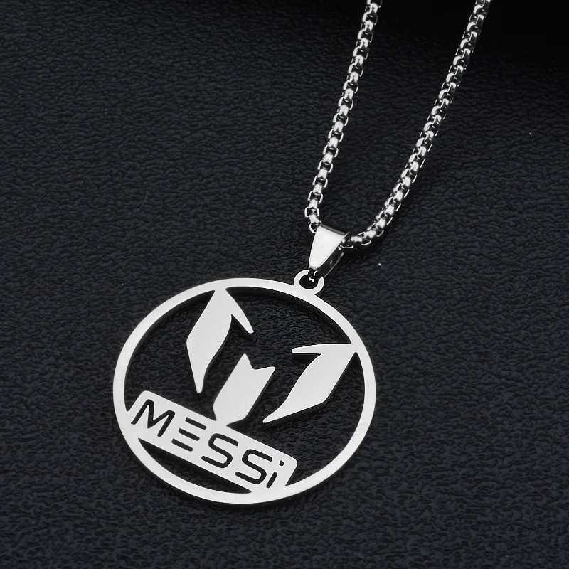 HNSP Lionel Mi Stainl Steel Pendant Chain Necklace For Men Boy Accories Jewelry Football Soccer Star GiftXJ250219