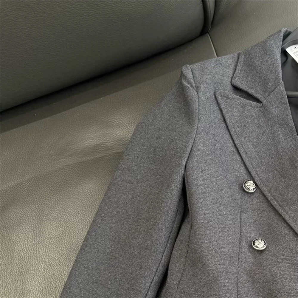 UNIZERA womens suit jacket with lapel long sleeved double breasted buttons and pockets winter style 250213