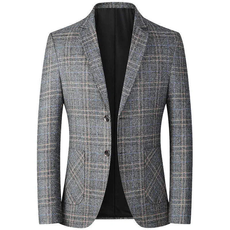 Mens Plaid Blazers Jackets Business Casual Suits Coats High Quality Male Slim Fit Blazers Jackets Spring Thin Blazers Coats 4 250220