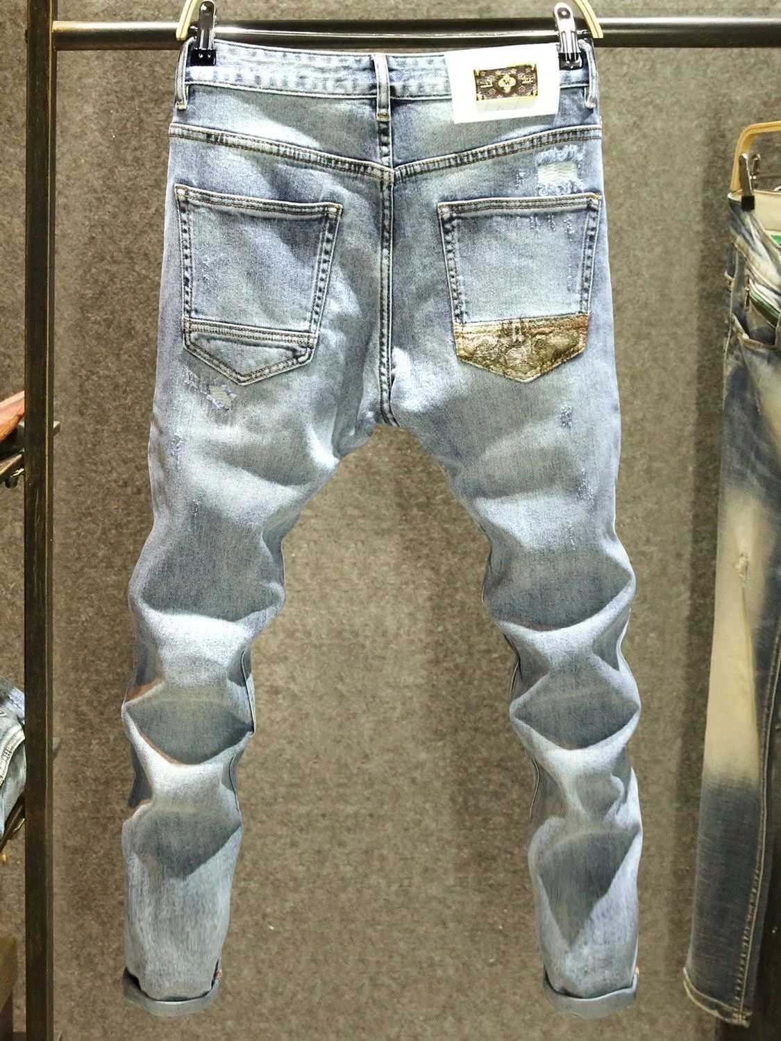2024 Spring/Summer New Fashion Trends Printed Stretch Jeans for Mens Casual Ultra Thin Comfortable Breathable High Quality Jeans 28-36 X250220