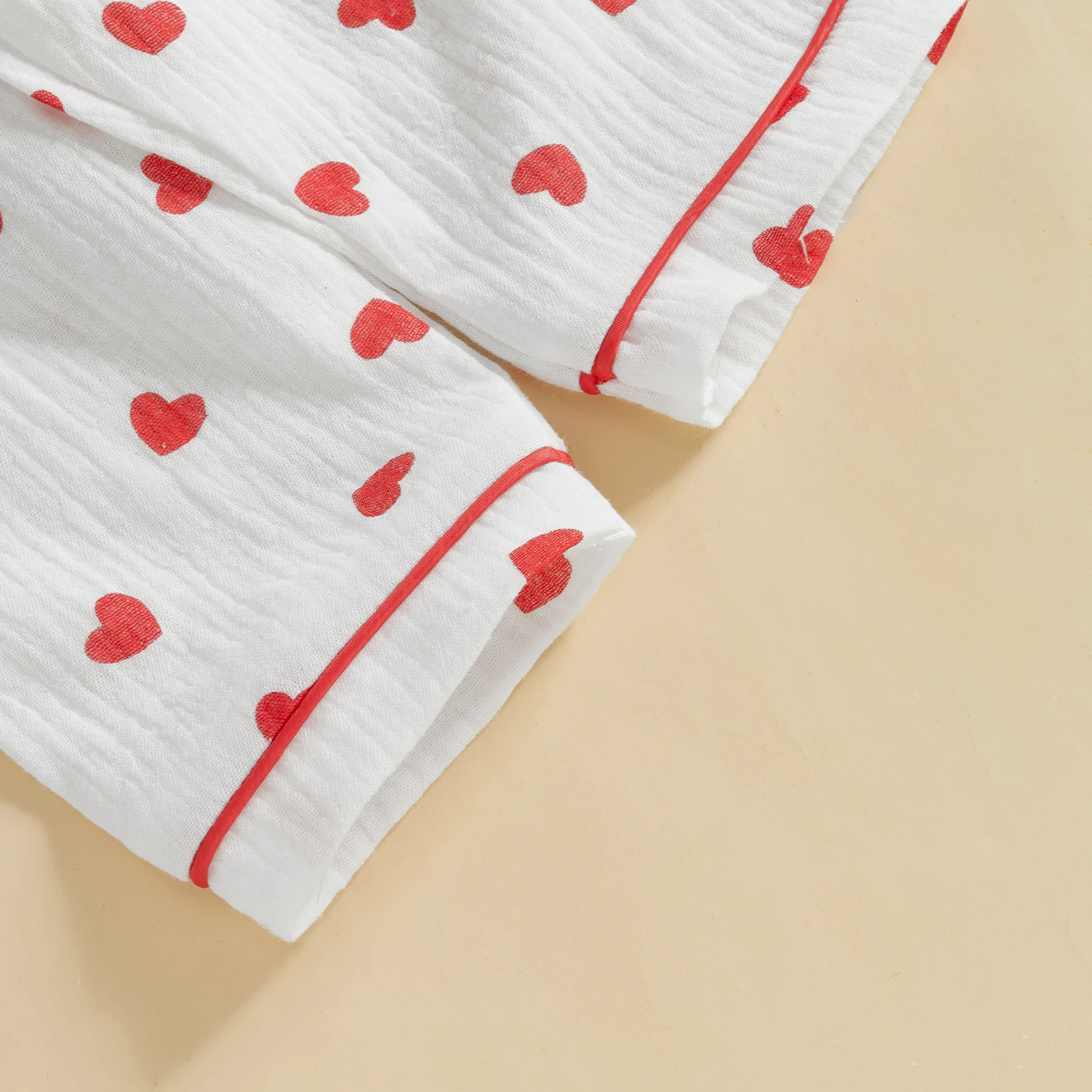 MISOWMNJOY Soft Cotton Kids Girls Boys Pajama Sets Valentines Day Children Sleepwear Heart Long Sleeves Shirt Pants Loungewear 250219