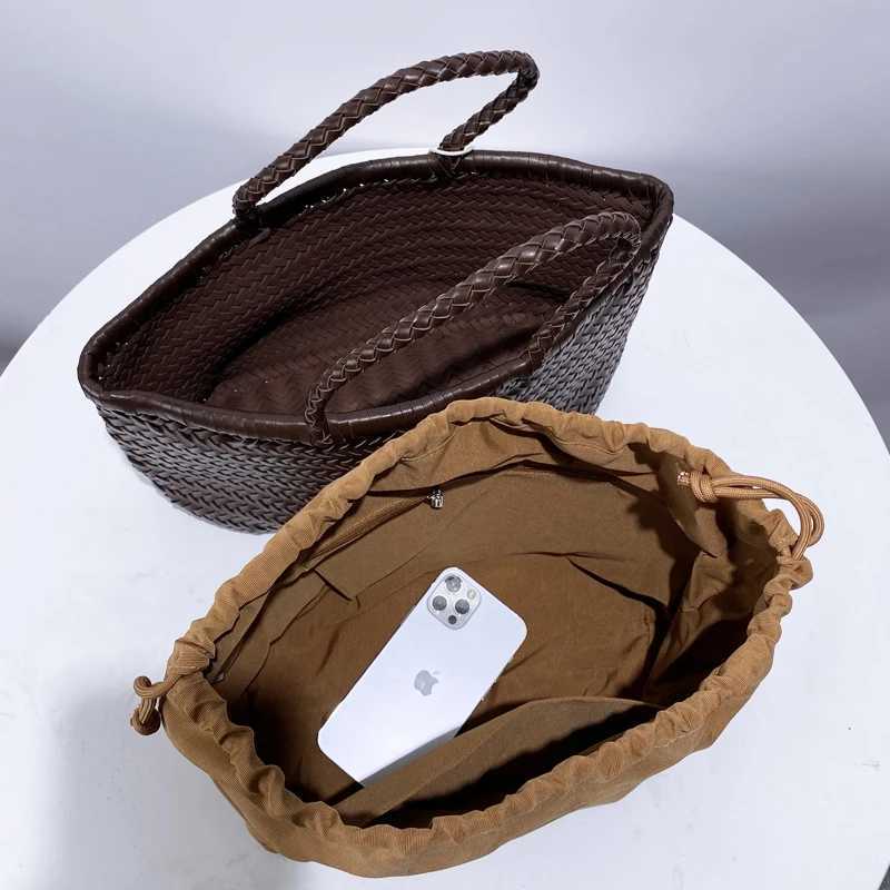England Style Handwoven Tote Bags For Women Luxury Designer Handbag And Purses 2024 New In PU Vintage With Inner Pocket Shoulder Z250219