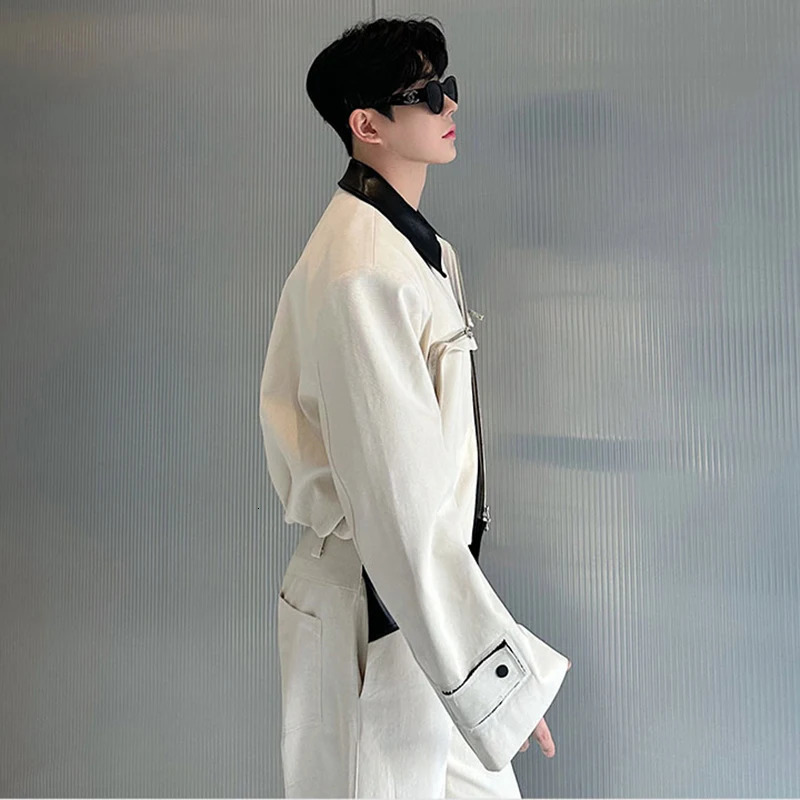 LUZHEN Original Color Contrast Neck Elegant Coat Straight Casual Pants Mens Spring Fashion Two-piece Sets LZ8407 250220