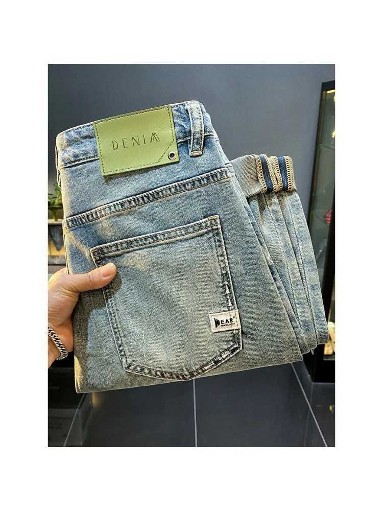 New Trendy Brand Minimalist Basic Versatile Scratch Jeans For Men Loose Retro Blue Tapered Washed Casual Hair Small Leg Pants X250220
