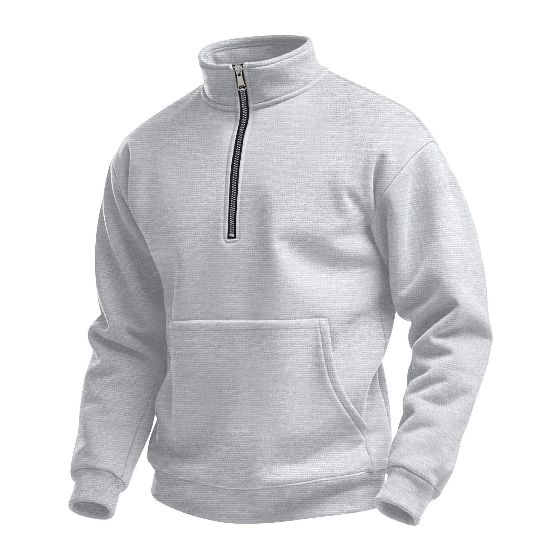 LW02192 2025 New Autumn Men's Waffle Zipper Turtleneck Sweatshirt