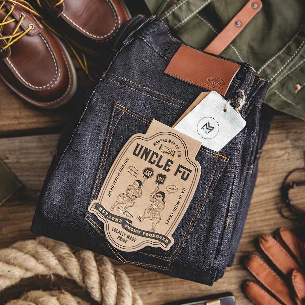 Maden Retro 11.6oz Selvedge Raw Denim Jeans Regular Fit Cotton Pants for Men with Zip Fly High Quality Versatile Trousers X250220