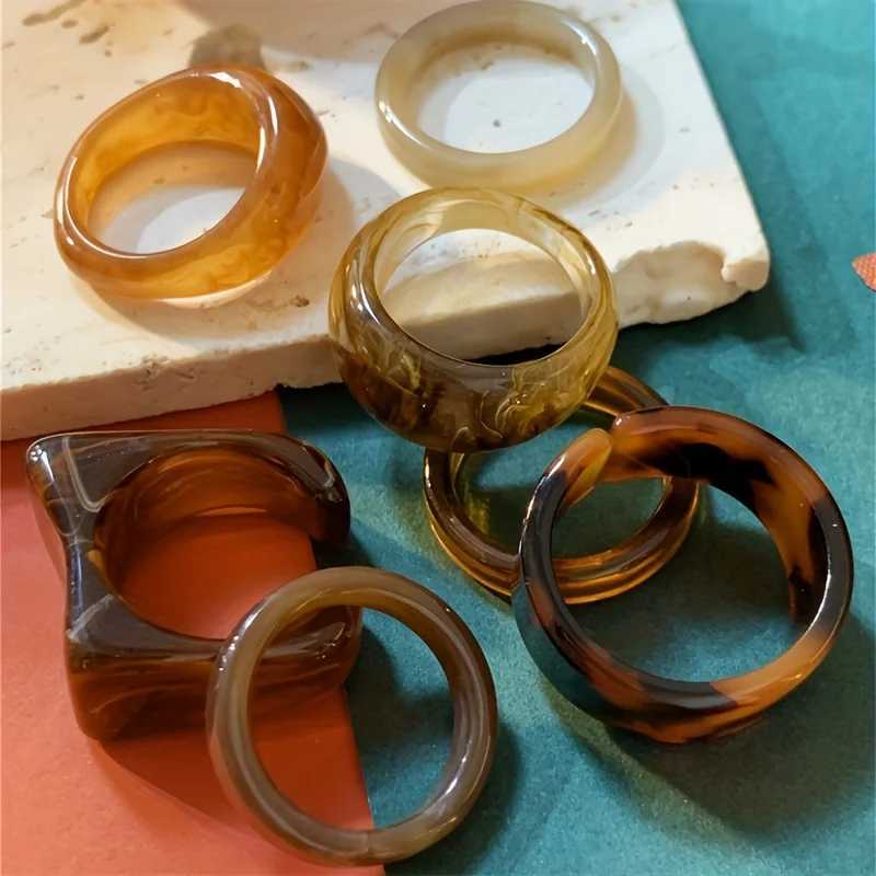 7-piece set of retro leopard print irregar stacked rings for wen with unique personality design suitable for daily party gif X250220