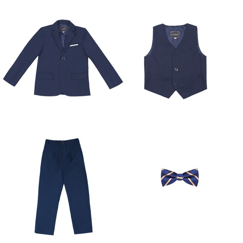 Boys Dark Green Formal Party Suit Children Blazer Vest Pants Tie 4 PCS Tuxedo Kids Performance Pography Dress Costume 250219