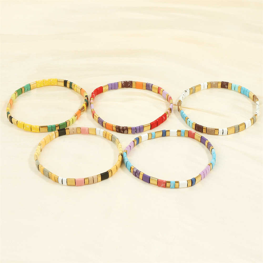 Charm Bracelets Beach Bohemian style design rainbow style fashionable Tila bead bracelet H25220
