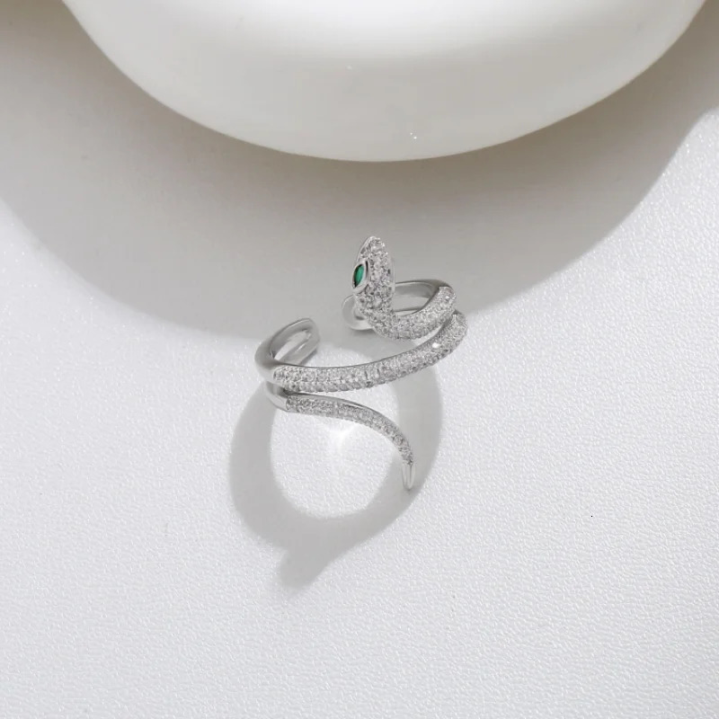 Snake Year Style Rhinestones Snake Adjustable Ring for Women Finger Rings Fashion Gift Jewelry 250220
