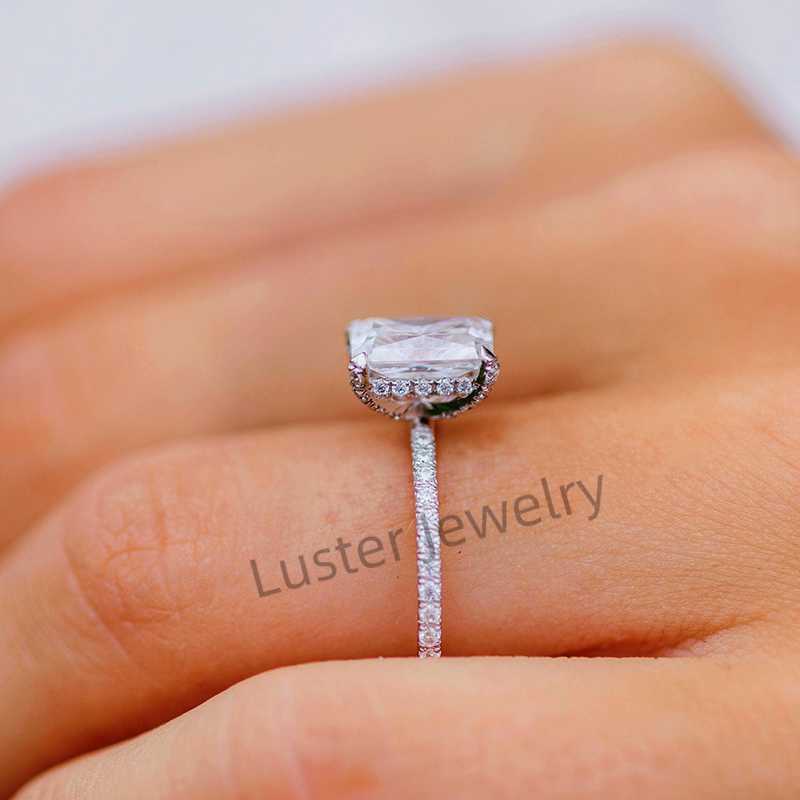Luster Jewelry Women 10/14k Engagement Diamond baguette Moissanite Ring Real Gold Jewelry 18k With Certificate