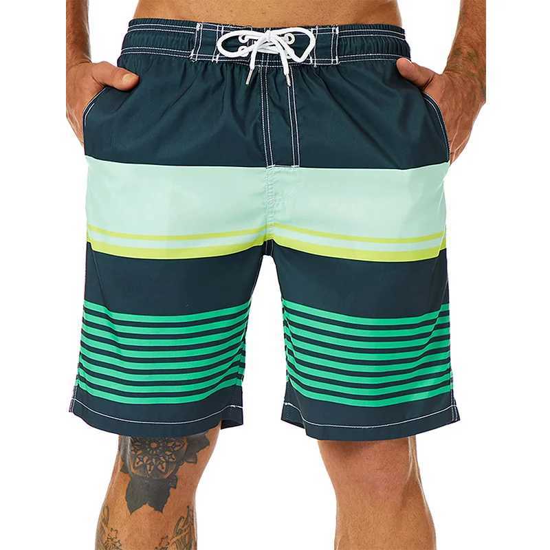 Colorful Stripe Pattern Beach Shorts For Men USA Flag 3D Print Swim Trunks Summer Surf Board Shorts Loose Short Pants Streetwear X2502206