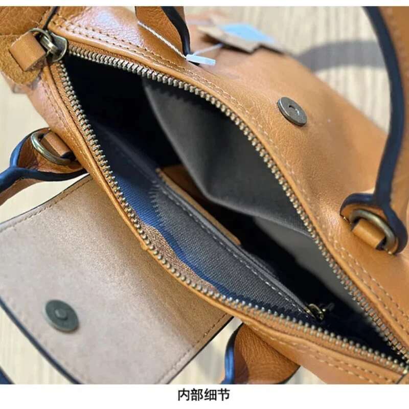 Vegetable Tanned Cowhide Women's Vintage Small Handbag Shoulder Genuine Leather Casual Dumpg Mini Crossbody Bag