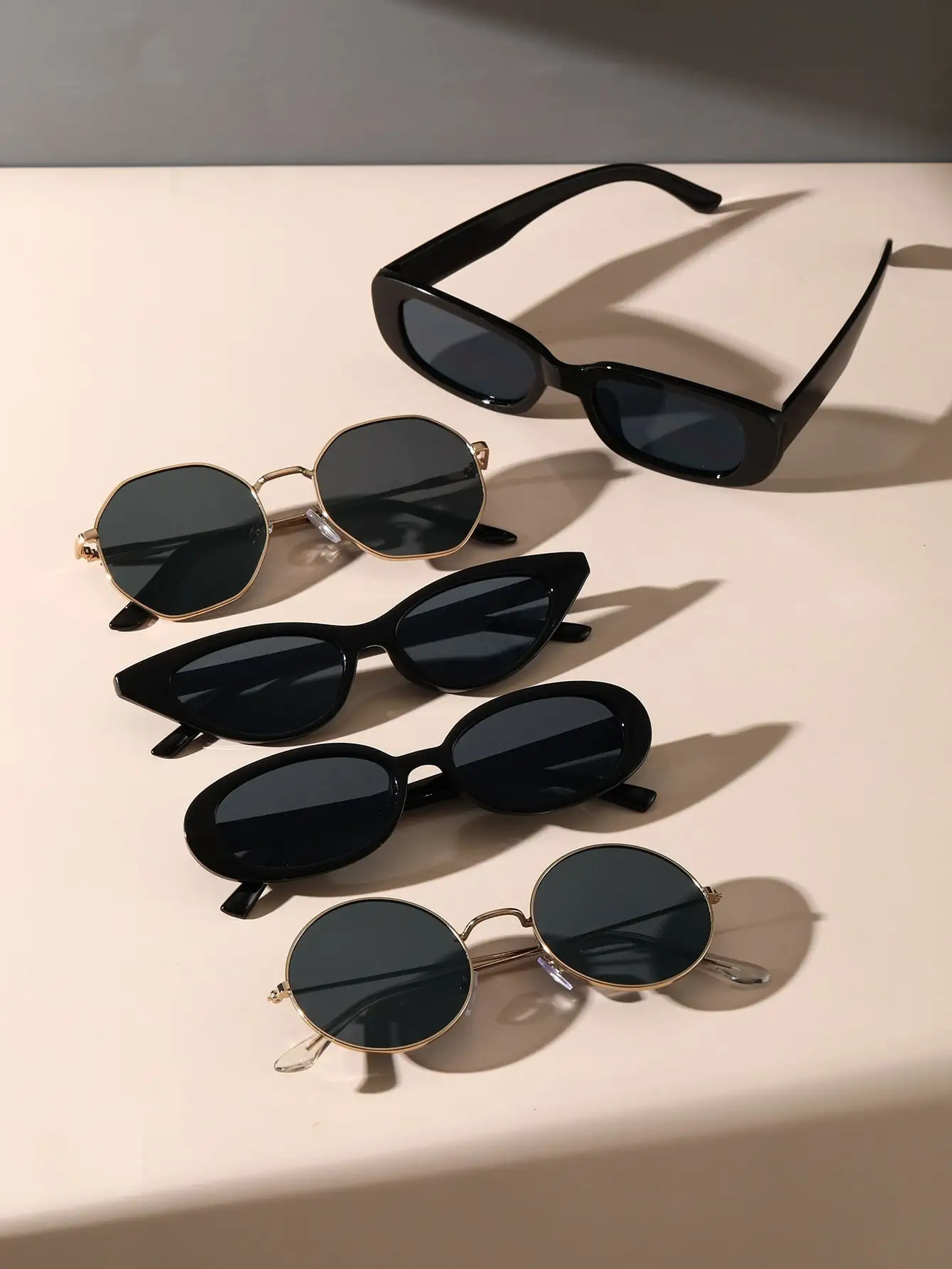 5PCS Unisex Metal Plastic Fashion Sunglasses For Street Pography And Daily Travel 250214