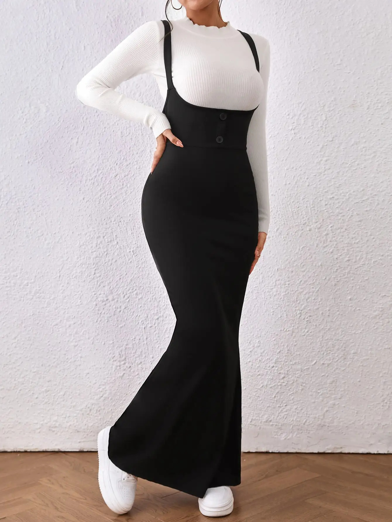 fallwinter suspenders Fishtail dress Spice slim little mother Stepmother wrapped hip skirt womens ultra long 250220