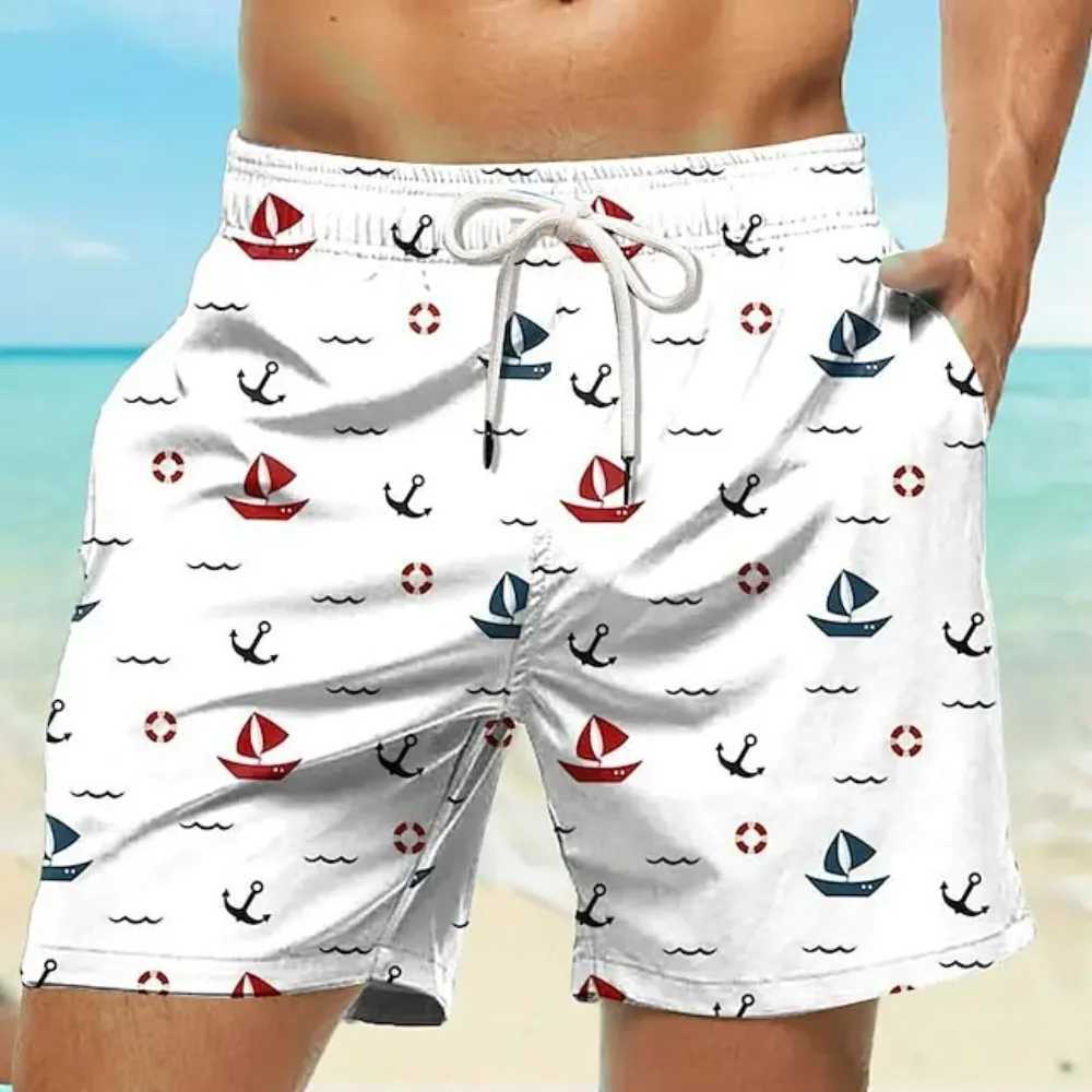 Mens Board Shorts Swim Shorts Swim Trunks Drawstring Elastic Quick Dry Short Beach Hawaiian Casual Black White Micro-elastic X2502201