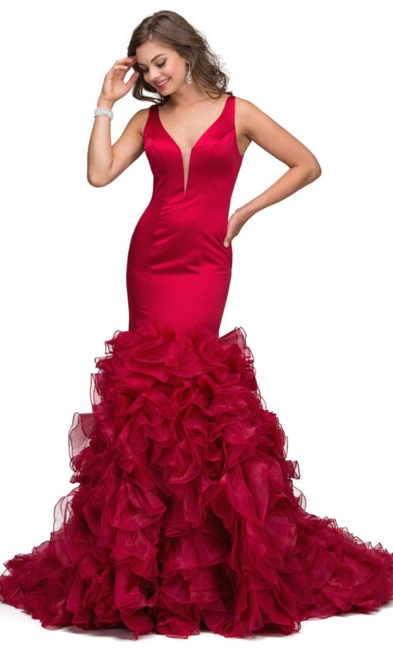Ruffles Black Mermaid Evening Dresses Tiered Straps V-Neck Reception Gowns Slim Fitted Long Formal Dress For Women 2025 Elegant Prom Trumpet Dress