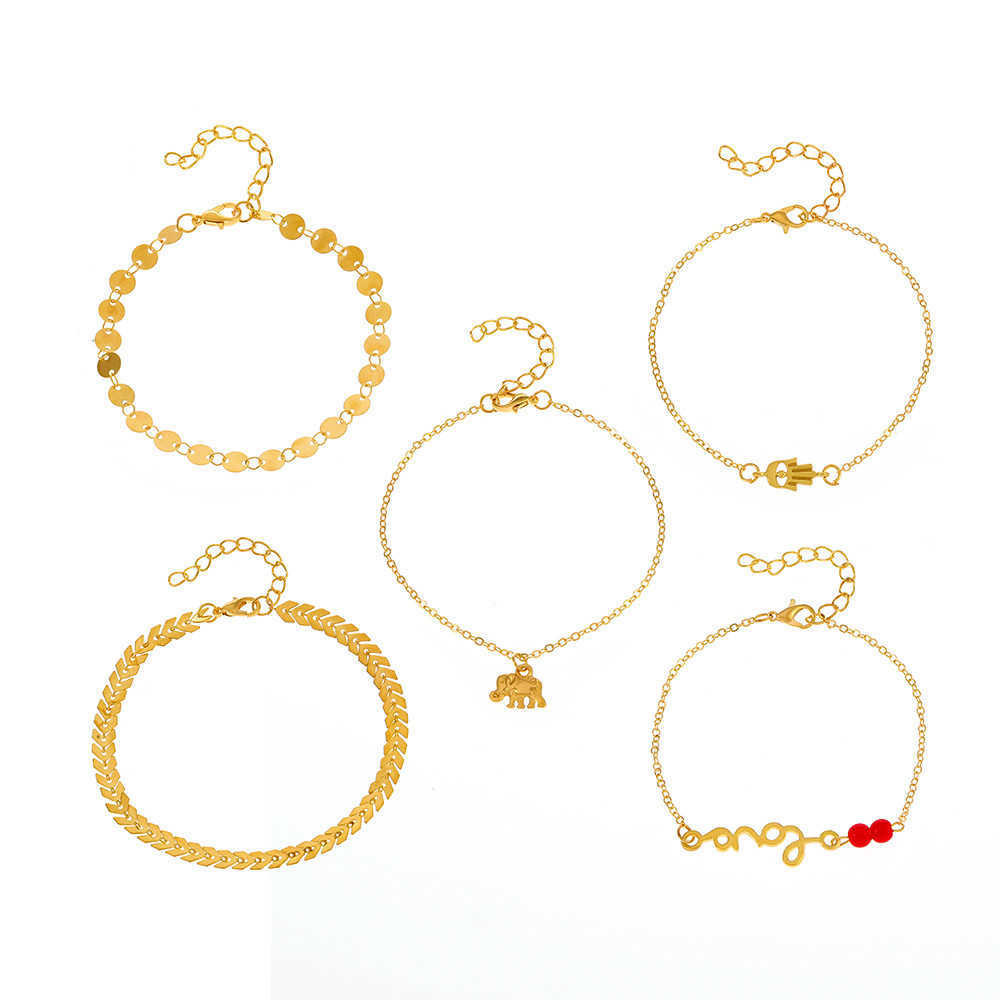 Pendant Necklaces Multi layer anklets ins sexy versatile beach stacked anklets girls foot accessories suit H25219