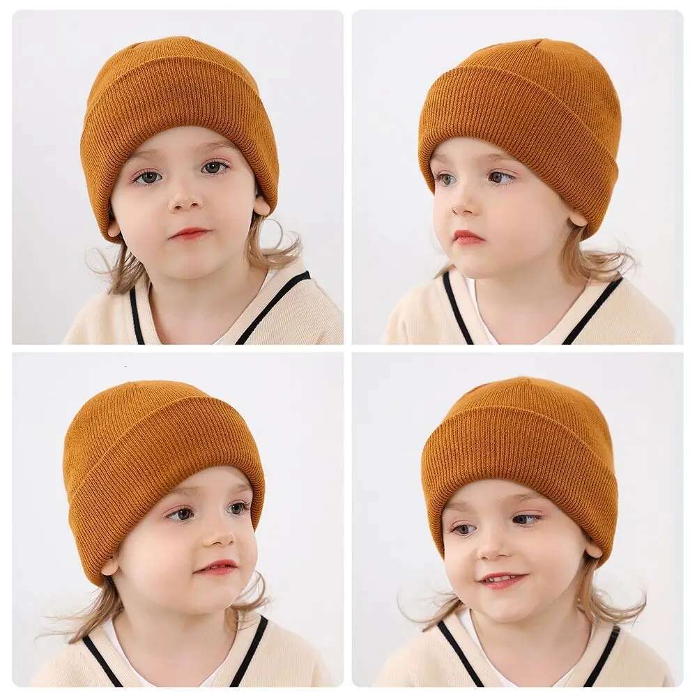 Ddmyshoesvip 2-6 Years Kids Winter Trendy Solid Soft Knit Warm Beanies Baby Beanie Hat For Boys Girls