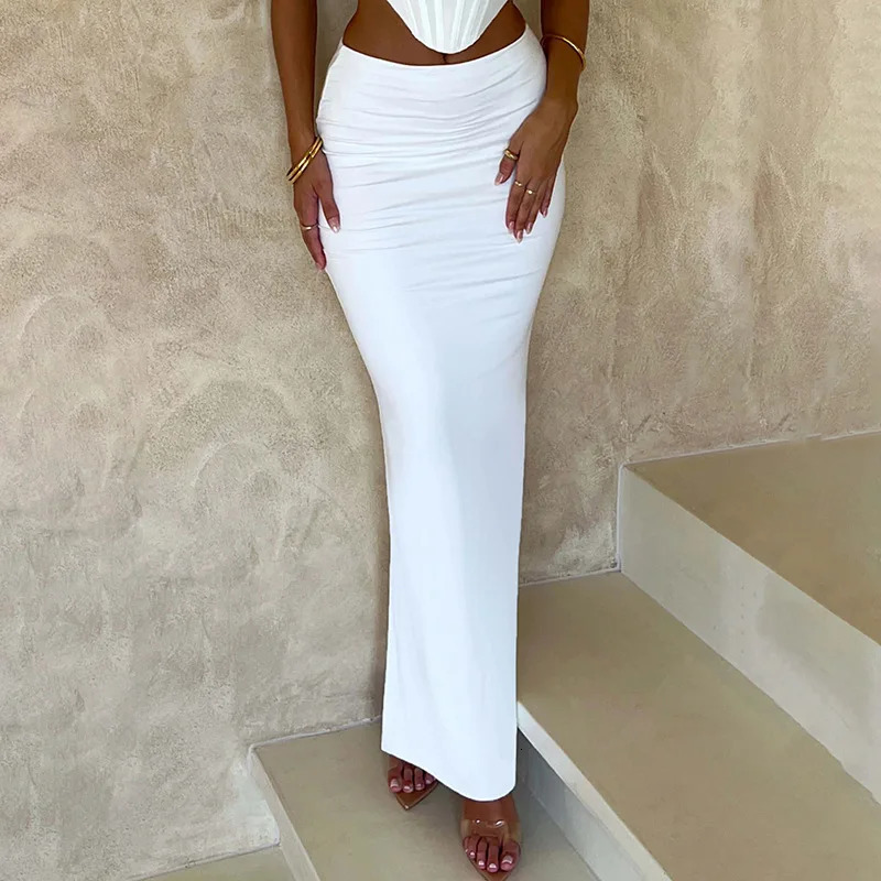 Elegant Black Trumpet Skirts Fashion Slim High Waist Skirt Female 2023 Solid Office Long Spring Summer Y2K 250220