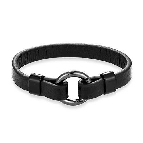 Charm Bracelets Hot selling jewelry creative circular spring buckle leather bracelet simple mens leather bracelet H25220