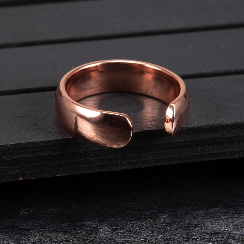 Vinterly Pure Copper Rings Magnetic 6mm Adjustable Open Cuff Finger Finished High Magnet Health Energy Mens Minimalist Jewelry 250213
