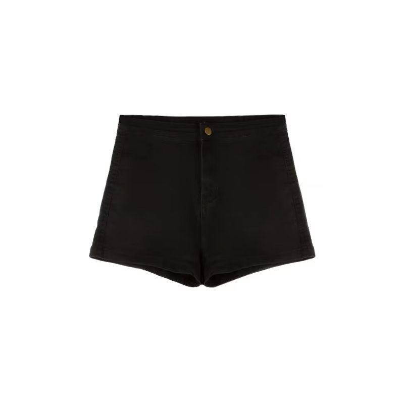 New Hong Kong style design sense black jeans women's summer high waist and thin hot pants tight Spice girl super shorts ins pants