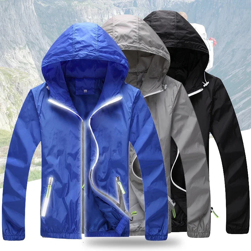 S-7XL Sun-Protective Men Women Lightweight Cycling Skin Windbreaker Reflective Camping Hiking Fishing Running Couples Jacket 250219