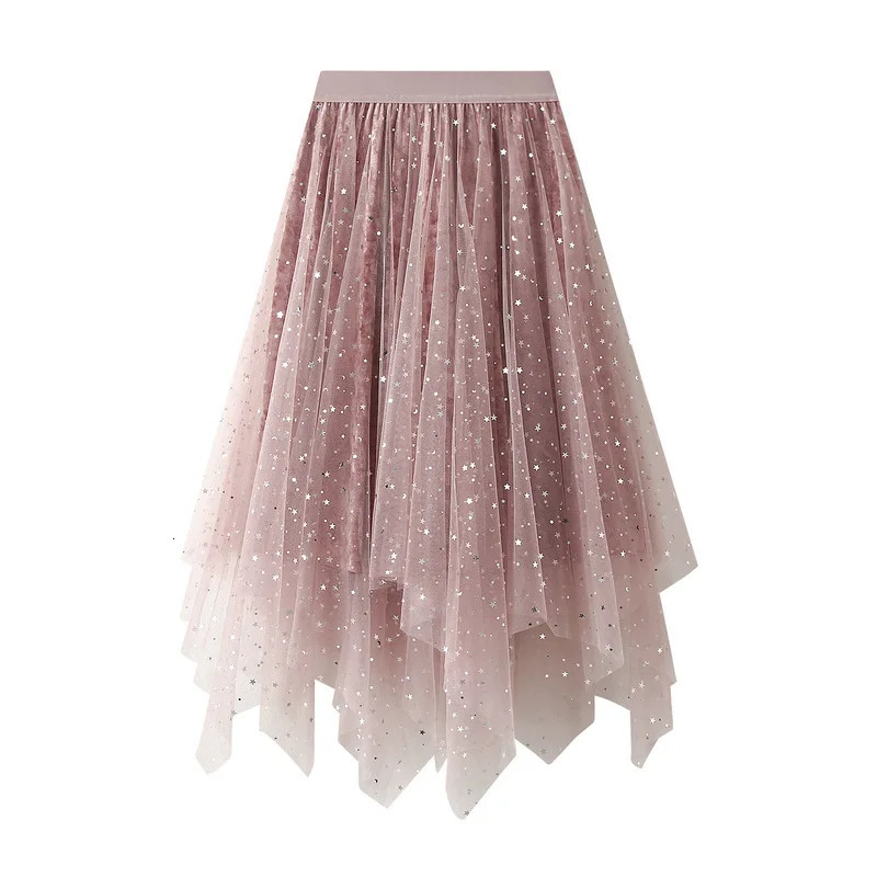 Elegant Irregular Mesh Long Skirt Temperament Clothing Women Fashion Summer Sweet Boho Streetwear Clothes Dresses 250220