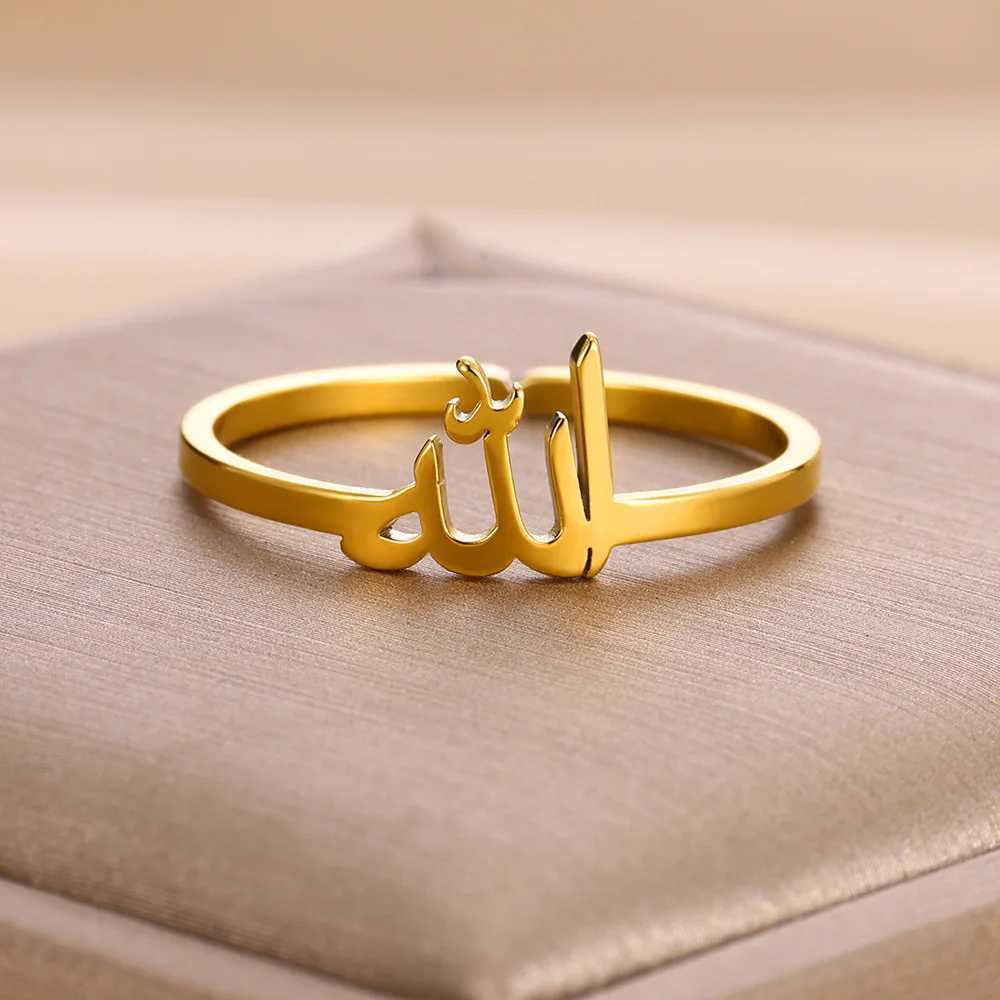 Fashionable Arabic text ring used for gold colored stainless steel open rings religious jewelry gifts X250220