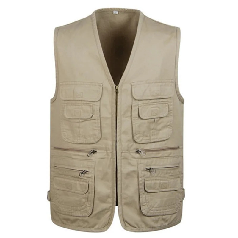 Mens Cargo Vest Winter Thick Fleece Warm Sleeveless Jacket Solid Color Tactical Coat Men Pockets Work Waistcoat 6XL 250219